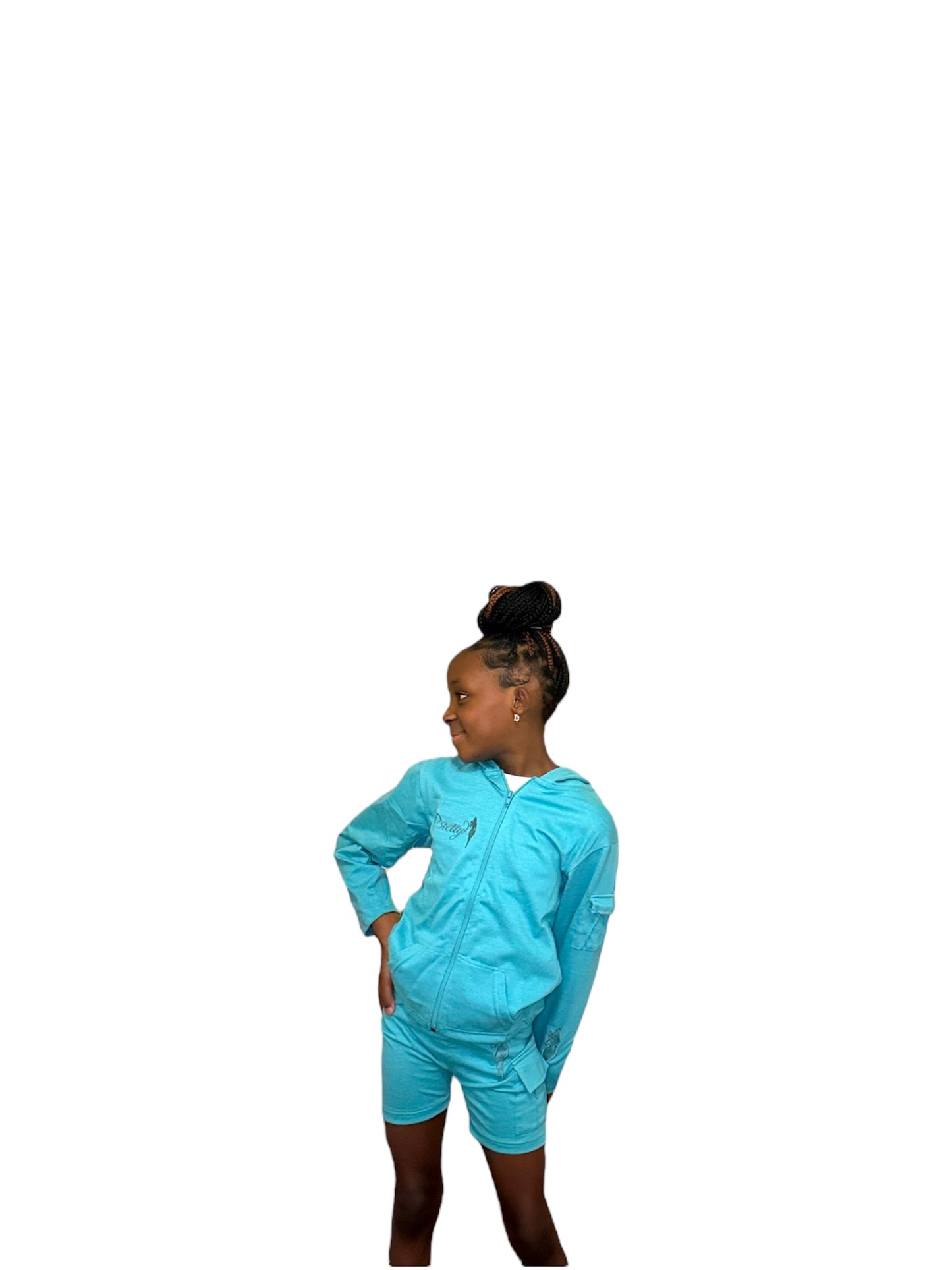 Teal PRETTY Biker Shorts- Little Girls