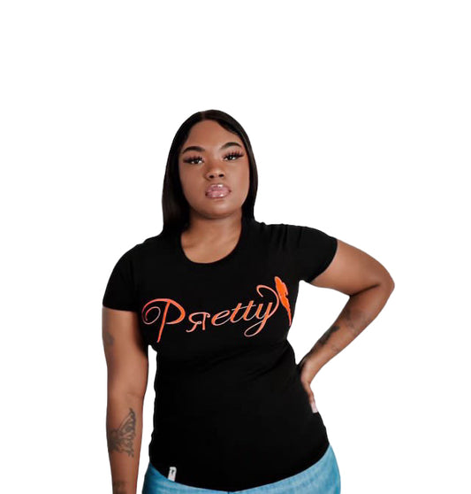 Pretty Lady Signature Tee - Black/Red- Premium Tee