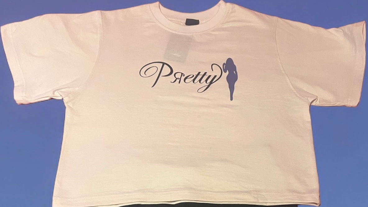Pretty Oversized Crop Top- Blue