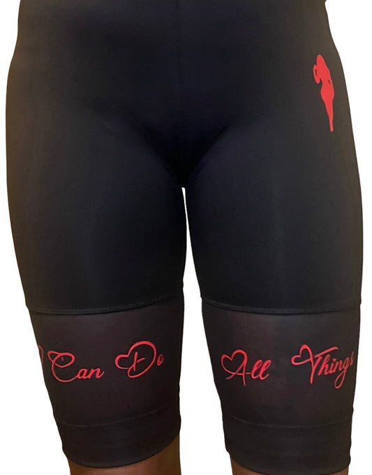 I Can Do All Things Biker Shorts- Red