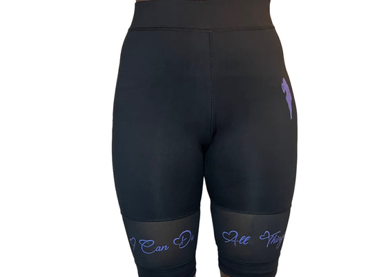 I Can Do All Things Biker Shorts- Black & Blue