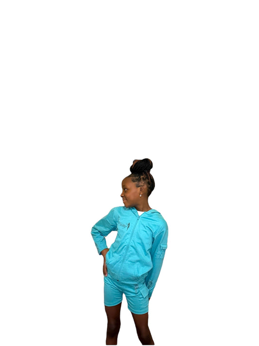 Teal PRETTY Biker Shorts- Little Girls